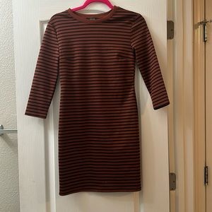 Forever 21 Rustic Red and Black Striped Long-Sleeve Dress